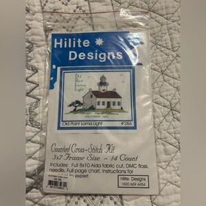 Hilite Designs Counted Cross-Stitch Kit - Lighthouse Motif in White, Blue, Brown